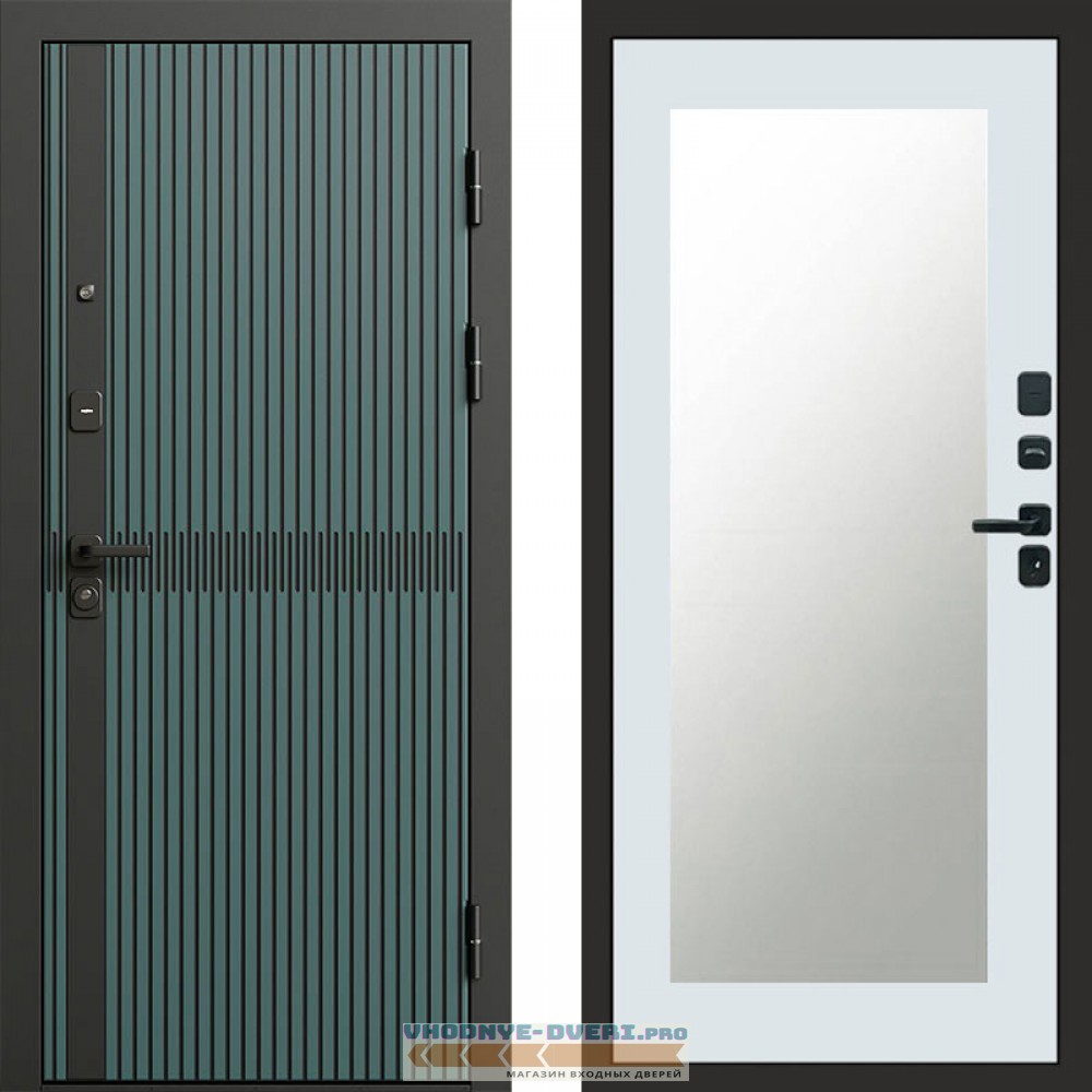 Дверь Termo Door ГРАУНД Velutto Verde Бетон Зеркало Триумф Белый софт